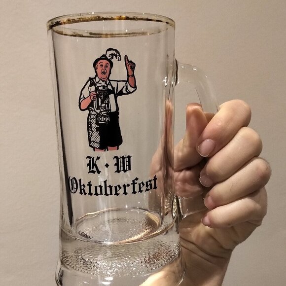 🎁Vintage Oktoberfest Heavy Glass Beer Mug STEIN Kitchener Waterloo Oktoberfest - Picture 5 of 13